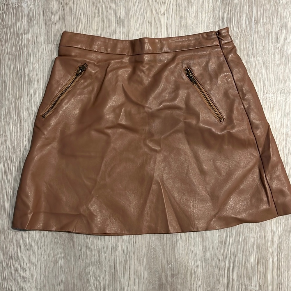 Brown/Tan Leather Skirt